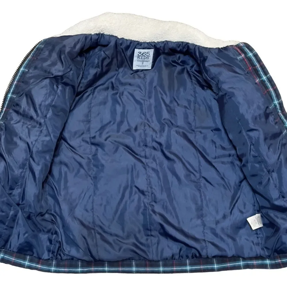 365 Kids from Garanimals Blue Checkered Winter Jacket Size 7